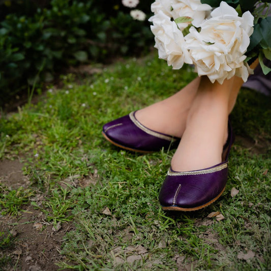 Classic Purple Leather Khussa (Naqshkaar by Hemohandicrafts) image 0